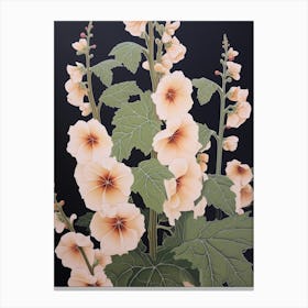 Flower Illustration Hollyhock 2 Canvas Print