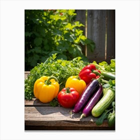 Assorted Vegetables Straight From The Garden Rich In Color And Variety Including Vibrant Red Tomat (1) Canvas Print