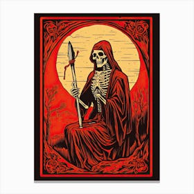 Death Tarot Card, Vintage 0 Canvas Print
