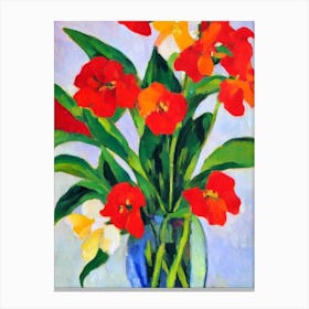 Lilium Floral Abstract Block Colour Flower Canvas Print