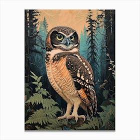 Spectacled Owl Relief Illustration 2 Canvas Print