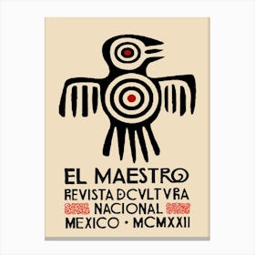 Mexican Art El Maestro Magazine Revists Bird Aztec Canvas Print