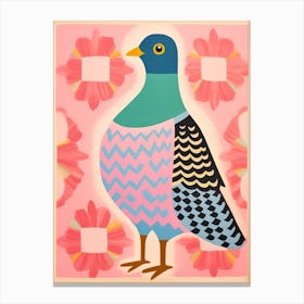 Pink Scandi Pigeon 3 Canvas Print