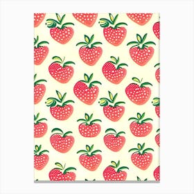 Strawberry Repeat Pattern, Fruit, Neutral Abstract 1 Canvas Print