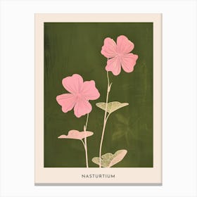 Pink & Green Nasturtium 2 Flower Poster Canvas Print