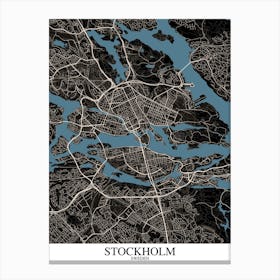 Stockholm Black Blue Canvas Print