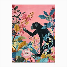 Floral Animal Painting Baboon 2 Canvas Print