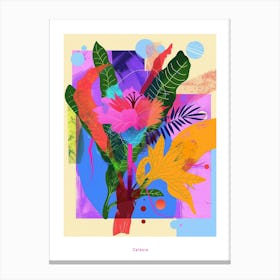 Celosia 2 Neon Flower Collage Poster Canvas Print