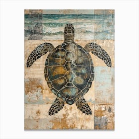 Textured Tile Sea Turtle Canvas Print