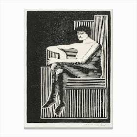Seated Nude Figure In A Geometric Chair (1920), Samuel Jessurun Canvas Print