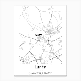 Lunen,Germany Minimalist Map Canvas Print