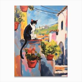 Painting Of A Cat In Chefchaouen Morocco Canvas Print