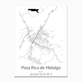 Poza Rica De Hidalgo,Mexico Minimalist Map Canvas Print