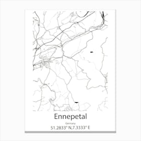 Ennepetal,Germany Minimalist Map Canvas Print