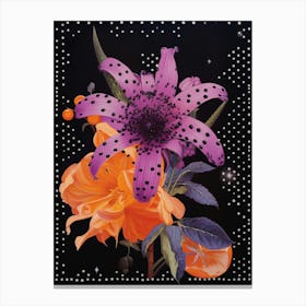 Surreal Florals Lilac 4 Flower Painting Canvas Print