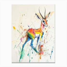 Gazelle Colourful Watercolour 2 Canvas Print