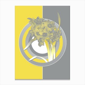 Vintage Bunch Flowered Daffodil Botanical Geometric Art in Yellow and Gray n.343 Canvas Print