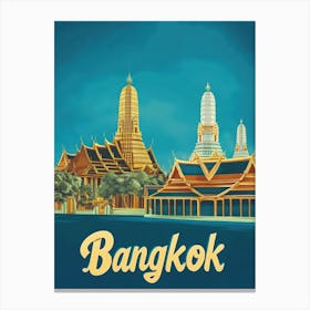 Aihrgdesign A Retro Travel Poster For Bangkok 5 Canvas Print