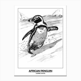 Penguin Sliding On Ice Poster Canvas Print