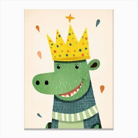 Little Alligator 2 Wearing A Crown Canvas Print
