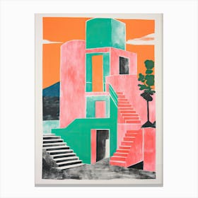 A House In Amalfi, Abstract Risograph Style 2 Canvas Print