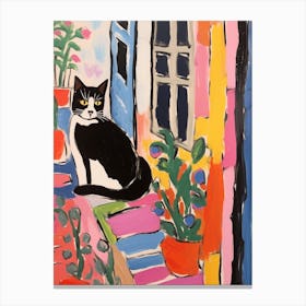 Painting Of A Cat In Cortona Italy 3 Canvas Print