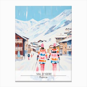 Val D Isere   France, Ski Resort Poster Illustration 3 Canvas Print