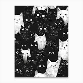 Perfectly Repeatable Artwork With Cute Cat Faces 02 Canvas Print