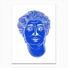 Blue David Linocut Portrait Canvas Print