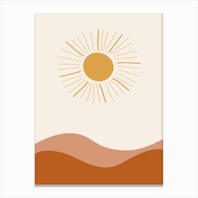 Boho Sun Wall Art Print Orange Pink Abastract Flat Scandi Design A Canvas Print