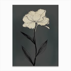 Gladioli Line Art Flowers Illustration Neutral 13 Canvas Print