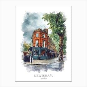 Lewisham London Borough   Street Watercolour 1 Poster Canvas Print