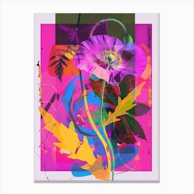 Poppy 1 Neon Flower Collage Canvas Print