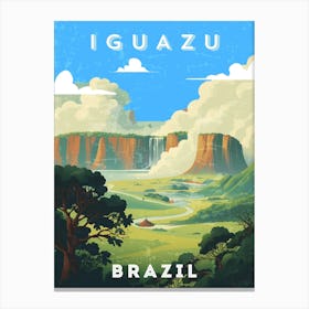 Iguazu Falls, Brazil — Retro travel minimalist poster Canvas Print