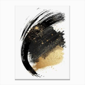 Gold And Black Brush Strokes 39 Canvas Print