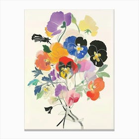 Wild Pansy 1 Collage Flower Bouquet Canvas Print