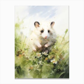 Light Watercolor Painting Of A Possum Running In Field 1 Canvas Print