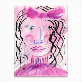 Female Face - watercolor painting woman portrait vertical Canvas Print