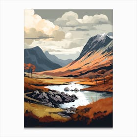 Glen Coe Scotland 1 Hiking Trail Landscape Canvas Print