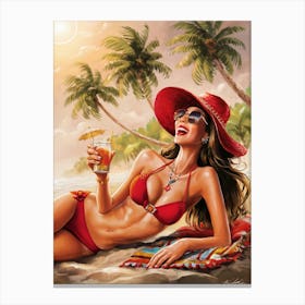 Girl In A Bikini Canvas Print