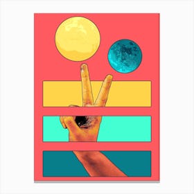 Peace Sign Stripes And Planets Canvas Print