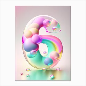 6, Number, Education Rainbow Bubble 4 Canvas Print