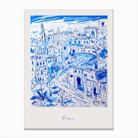 Rome Italy Blue Drawing Poster Canvas Print