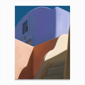 Pastel Streetscape Santorini Canvas Print