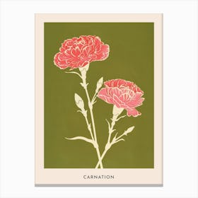 Pink & Green Carnation 2 Flower Poster Canvas Print