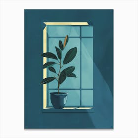 Potted Plant In A Window Canvas Print