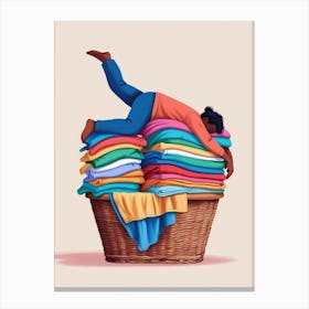 Laundry Basket Illustration Canvas Print