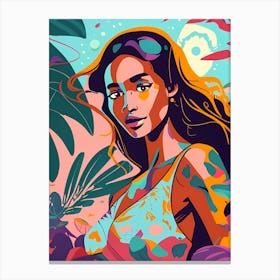 Hawaiian Girl Minimal Illustration Canvas Print