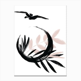 Delicate Floral Moon Canvas Print