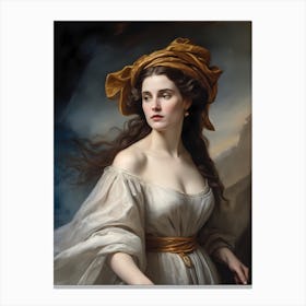 Elegant Classic Woman Portrait Painting (34) Canvas Print